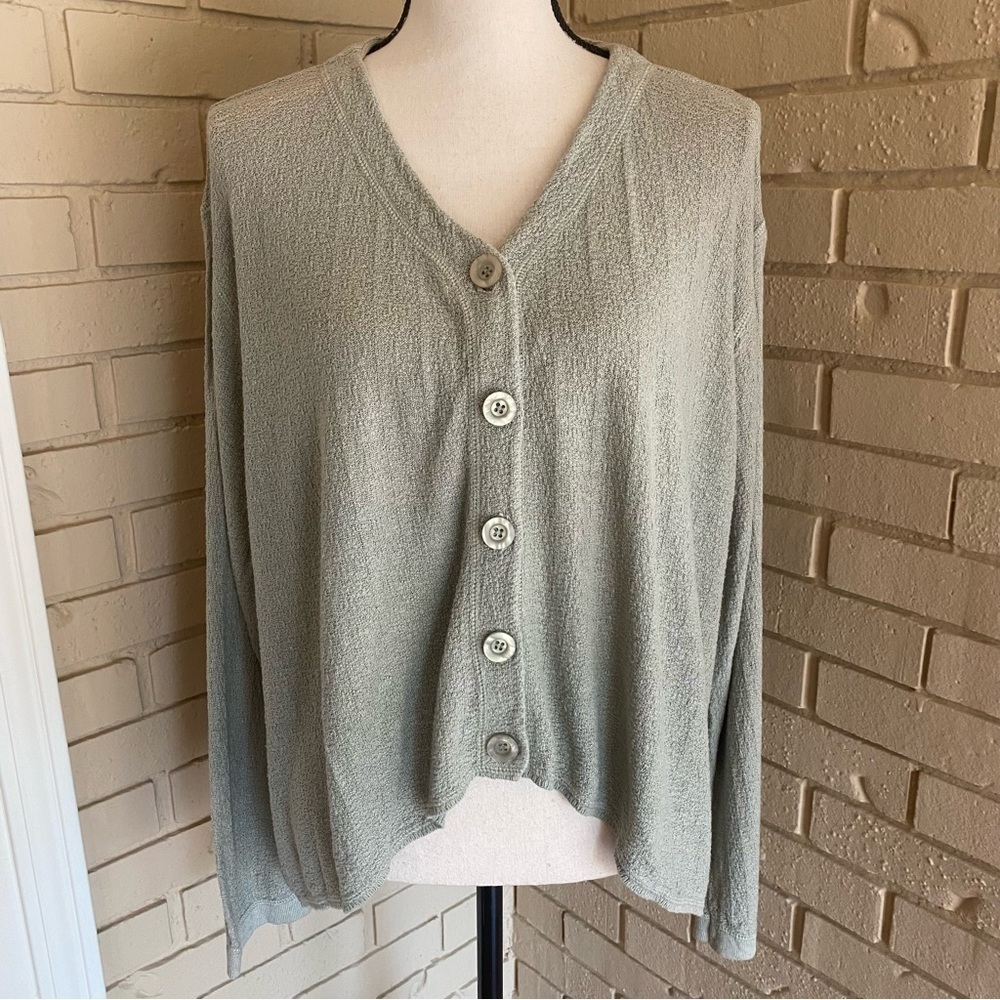 Ivy Clothing Women's Linen V Neck Button Front Lagenlook Blouse Size Large L